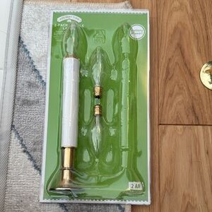 Holiday Time Brass and White Candle Lamp Set